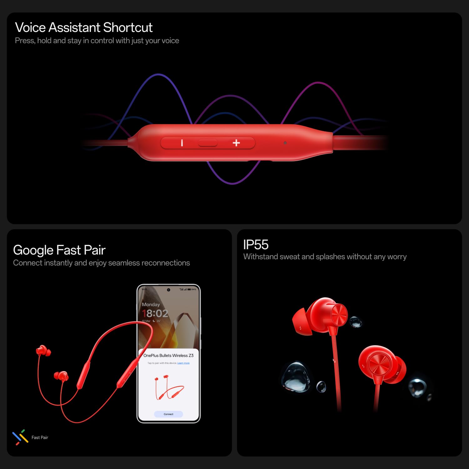 One__Plus Bullets Wireless Z2 ANC Bluetooth in Ear Earphones with Mic, 45dB Hybrid ANC, Bombastic Bass - 12.4 mm Drivers, 10 Mins Charge - 20 Hrs Music, 28 Hrs Battery (Booming Black)
